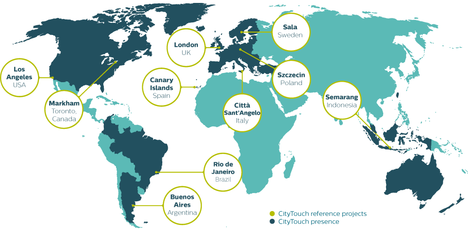 Carte des objectifs mondiaux atteints de CityTouch