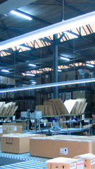 Entrepôt efficacement mis en lumière par l'éclairage dynamique Philips 