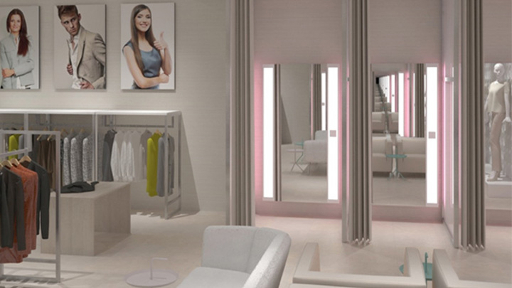 De PerfectScene fitting room paskamer verlichting van Philips Lighting kan klanten laten zien hoe hun kleding er in verschillende situaties uitziet