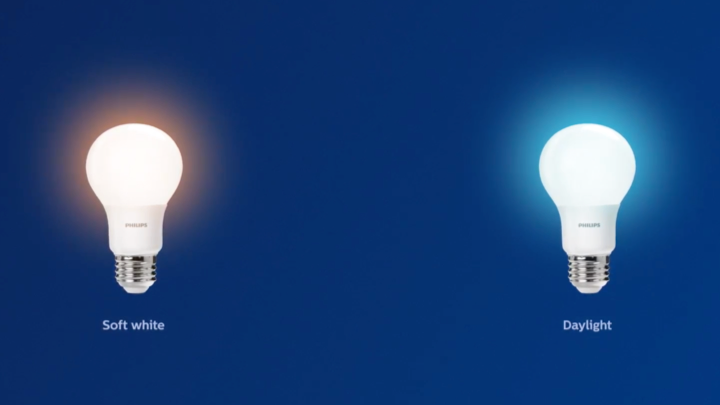 Comparaison entre une ampoule LED blanc doux et une ampoule LED lumière du jour vive	