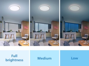 Lichteffecten in een kamer met een Philips SceneSwitch LED-lamp met verschillende helderheidsinstellingen